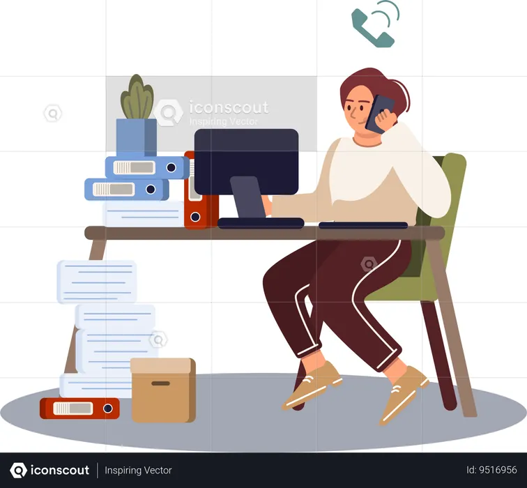 Employee overloaded with office work  Illustration