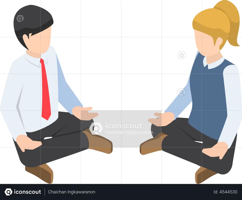 Employee performing meditation at office  Illustration
