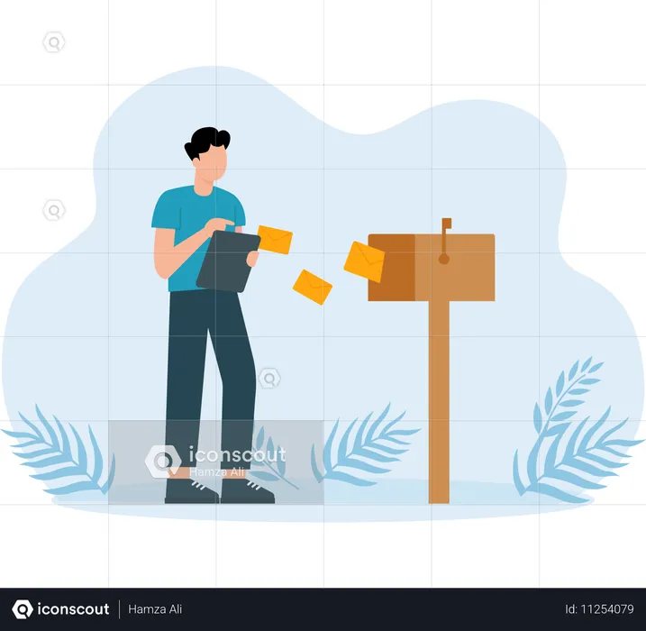 Employee Posting mail in mailbox  Illustration