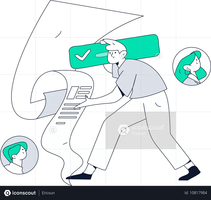 Employee prepares his biodata  Illustration