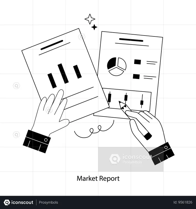 Employee Prepares Market Report  Illustration