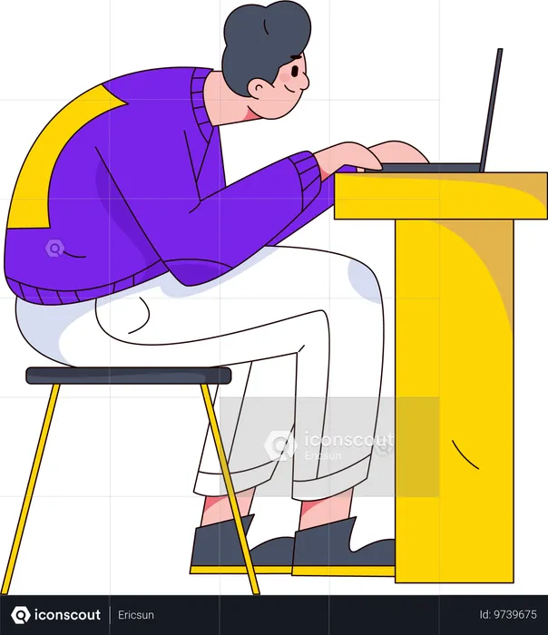 Employee preparing his online presentation  Illustration