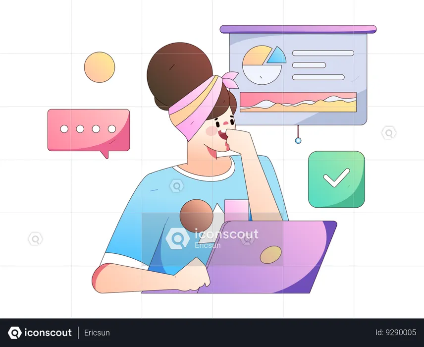 Employee presenting data online  Illustration