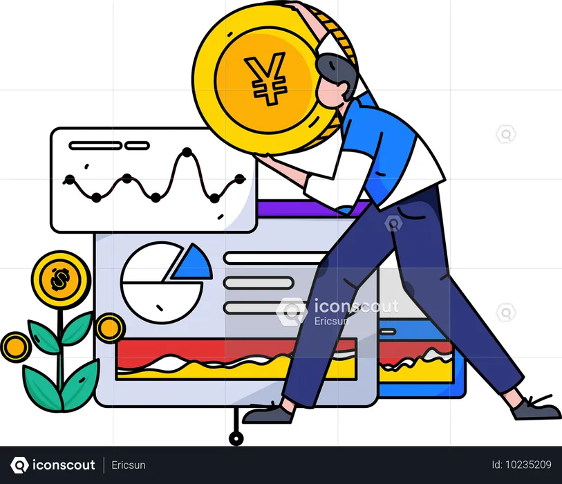 Employee presenting financial data  Illustration