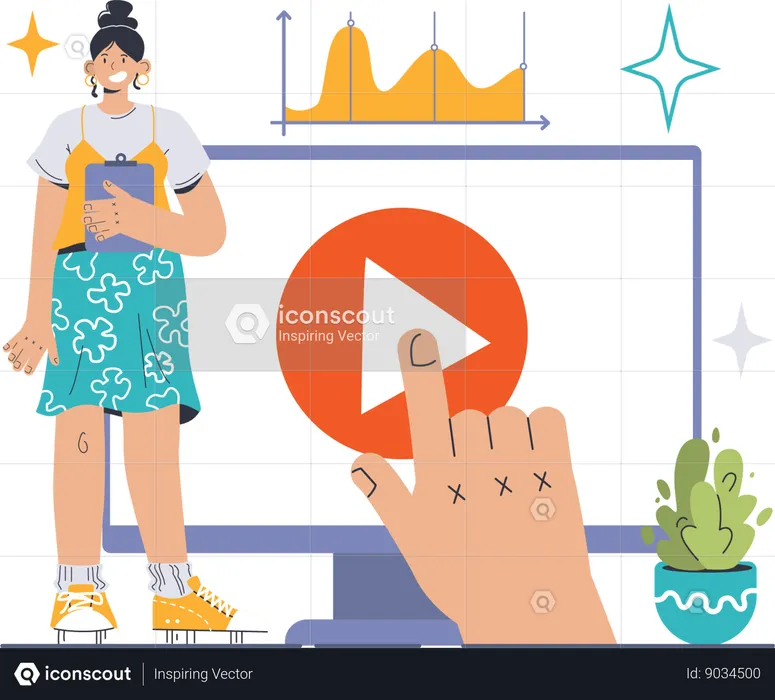 Employee presents online video  Illustration