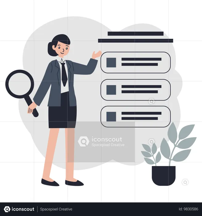 Employee presents Statistical Graphs  Illustration