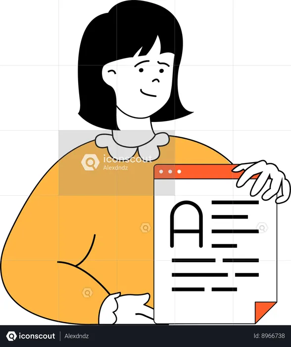 Employee presents text document  Illustration