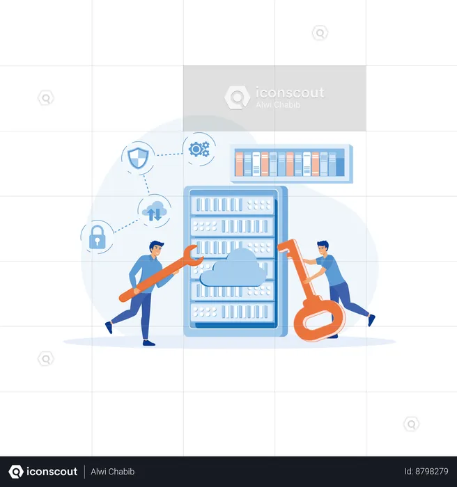 Employee protects server information  Illustration