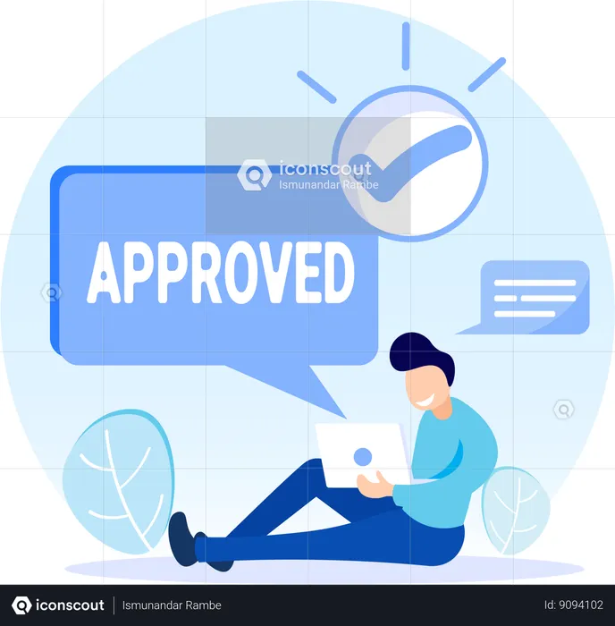 Employee receives approval message  Illustration