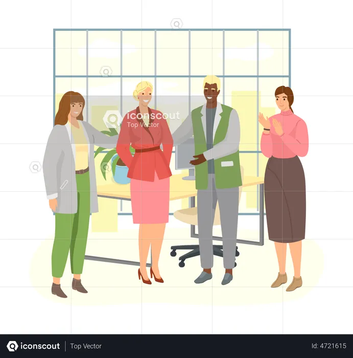 Employee receives congratulations from their colleagues in office  Illustration