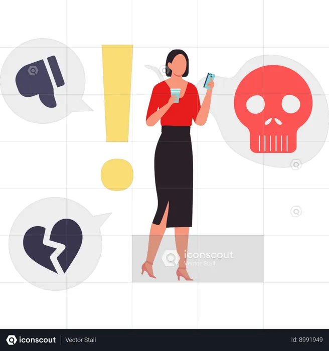 Employee receives negative comments on her post  Illustration