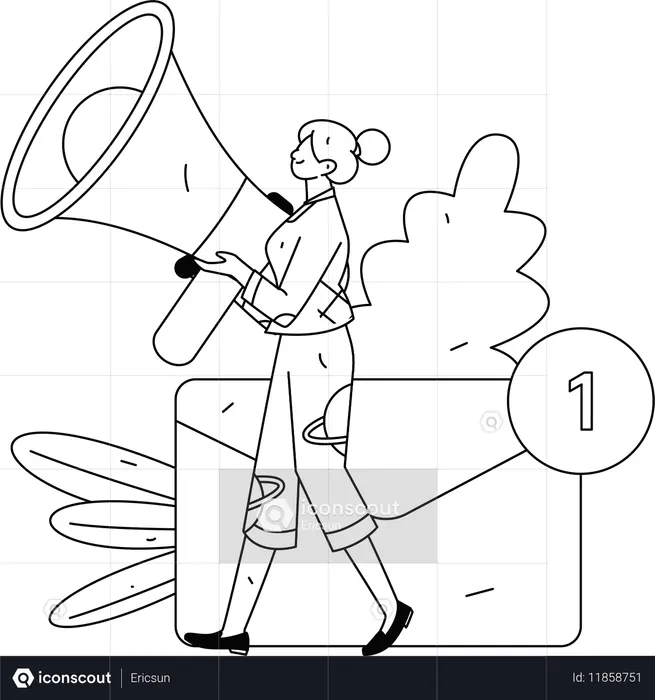Employee receiving strategic mails in her inbox  Illustration