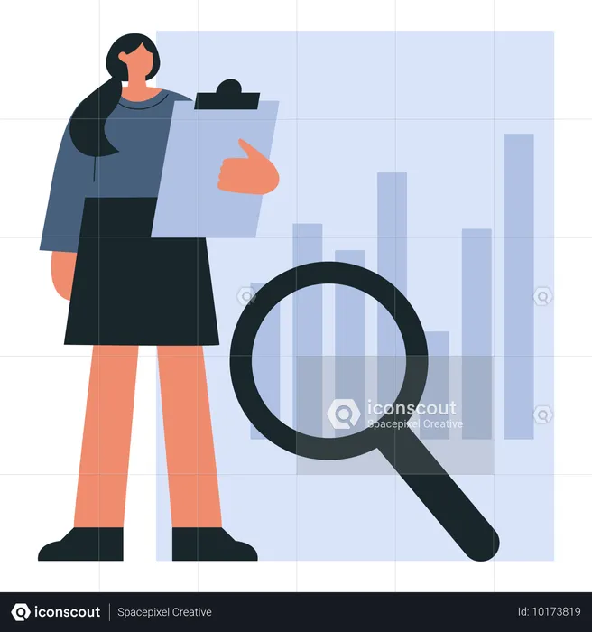 Employee researching market data  Illustration