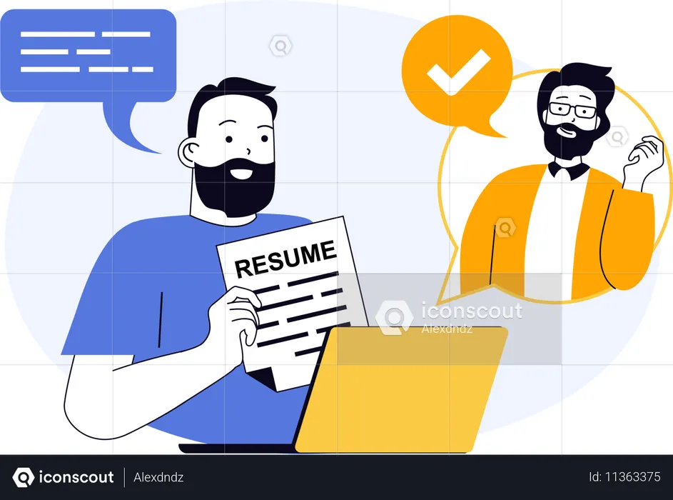Employee reviewing employee resume data  Illustration