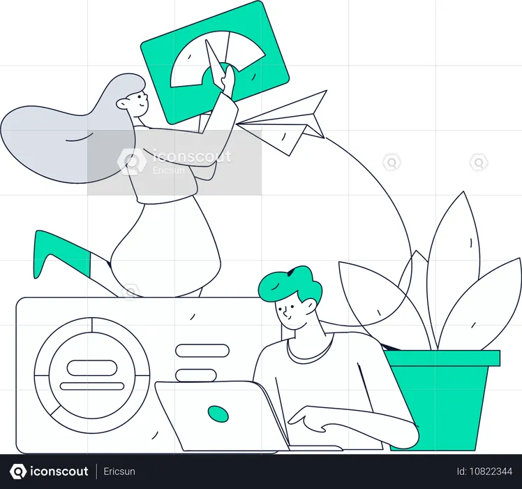 Employee reviewing profit data of company  Illustration