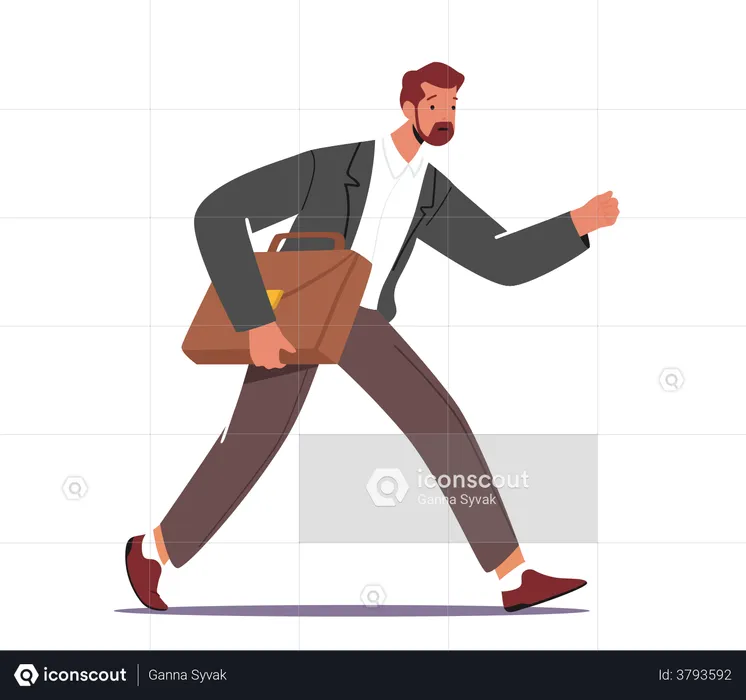 Employee Running Late For Office  Illustration
