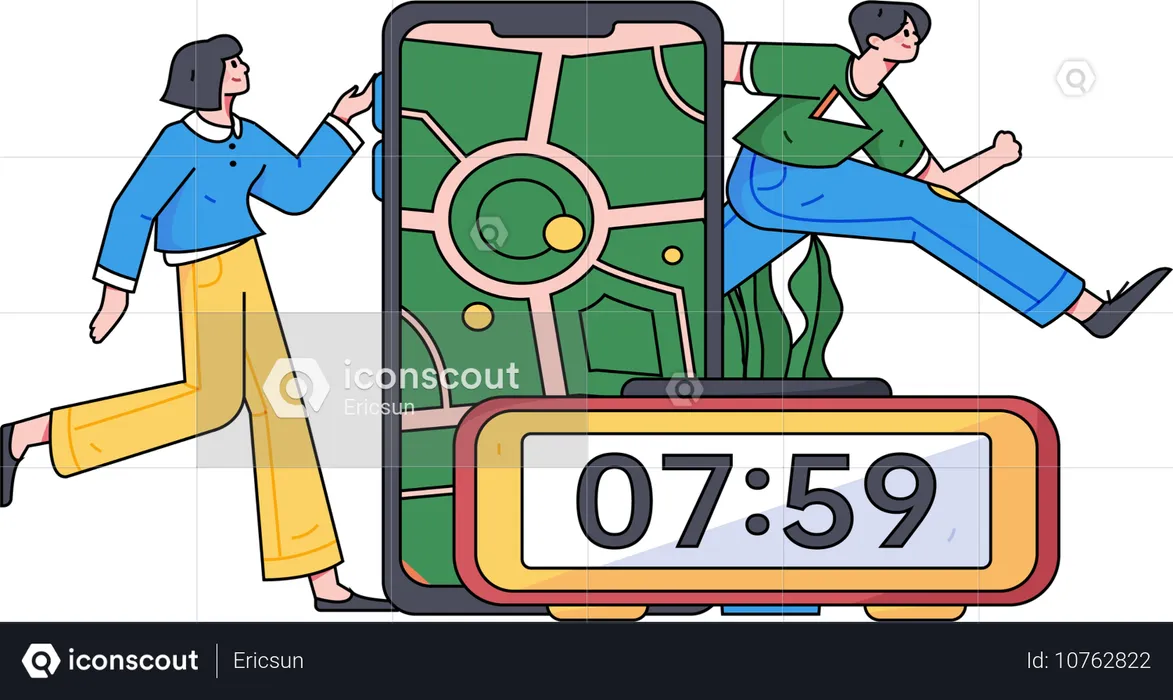 Employee running to be on time in office  Illustration