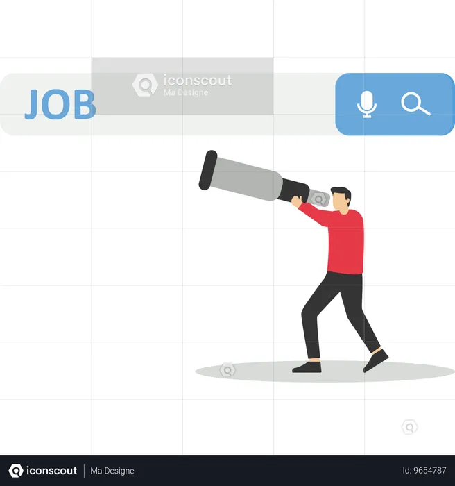 Employee searches for new job  Illustration