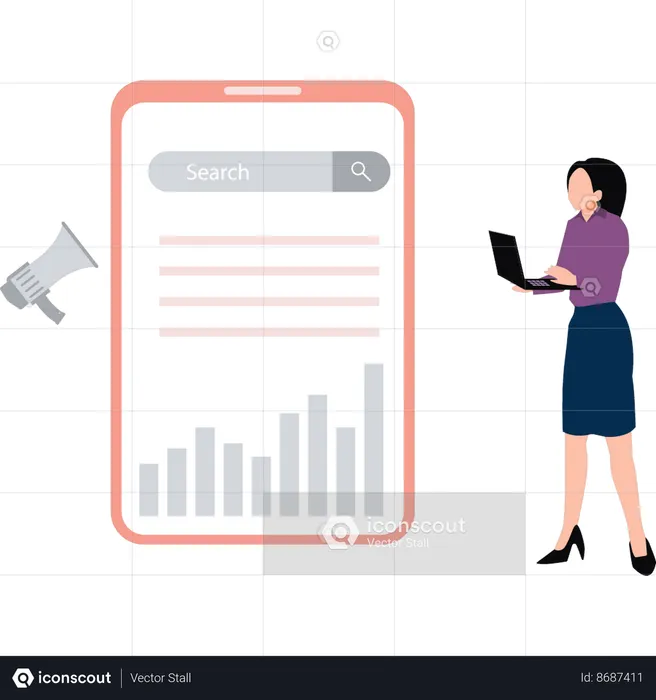 Employee searches platform for social marketing  Illustration
