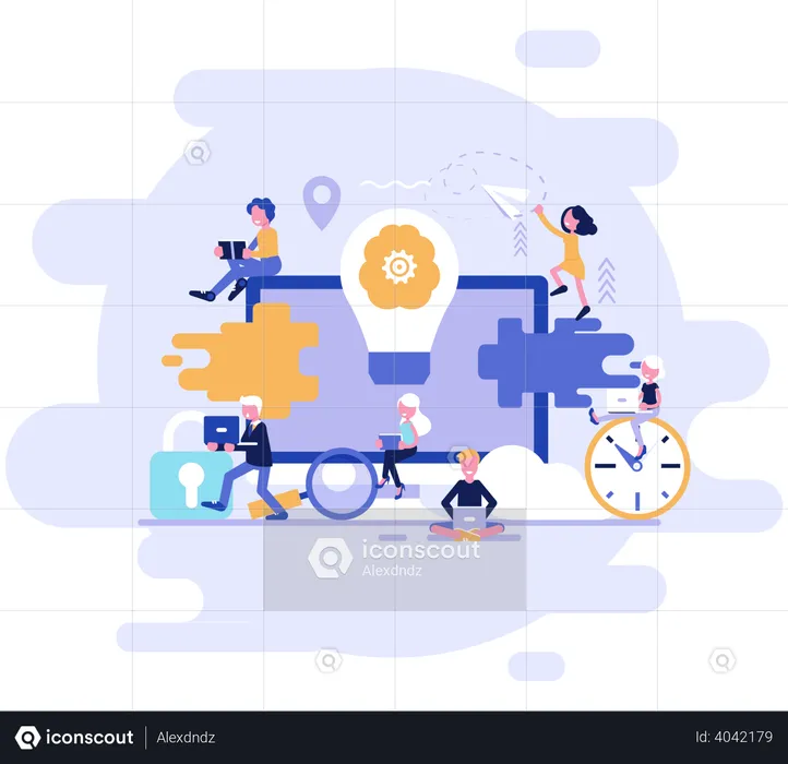Employee searching for business inspiration  Illustration