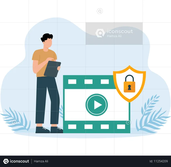 Employee secure online videos  Illustration