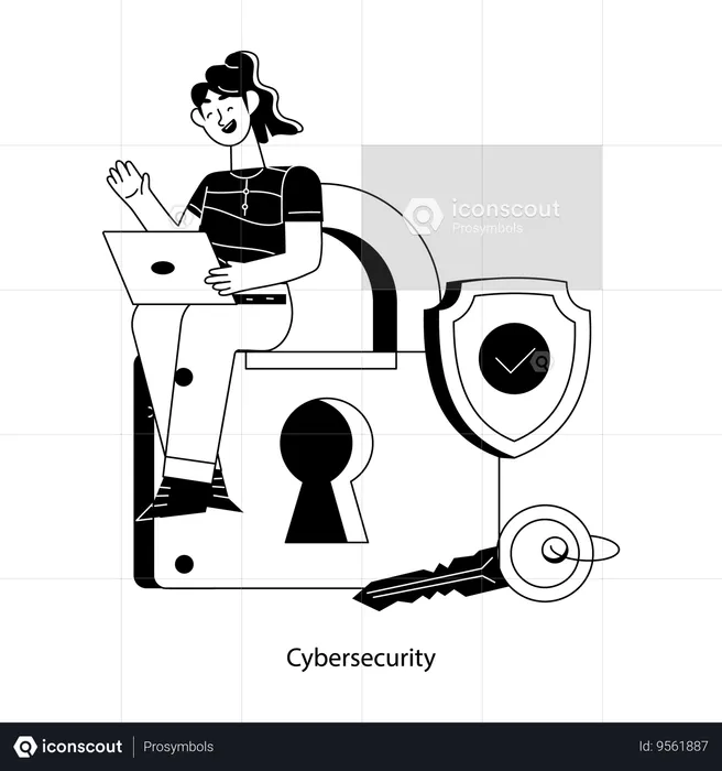 Employee Secures Company Information Against Hacking  Illustration