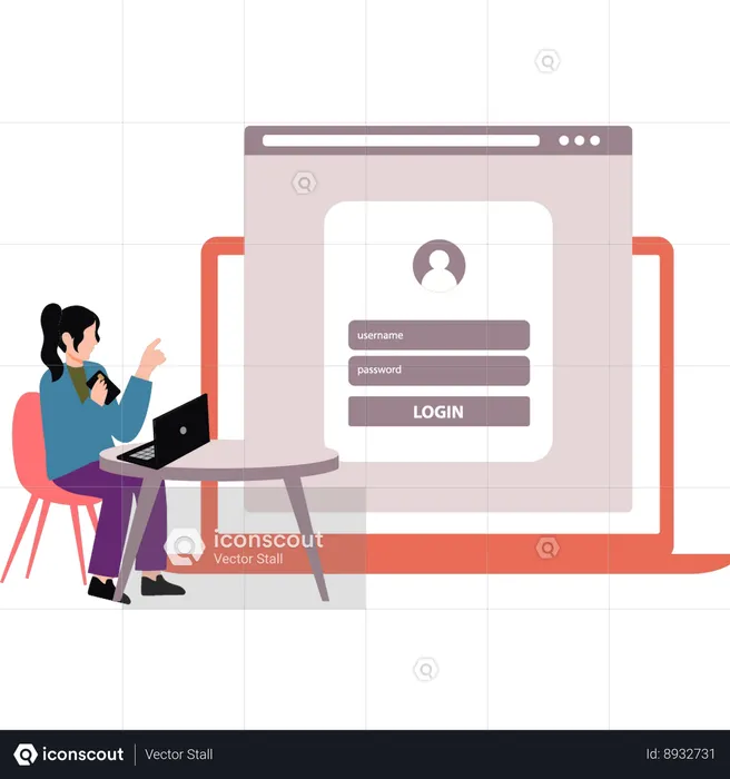 Employee secures her web account  Illustration