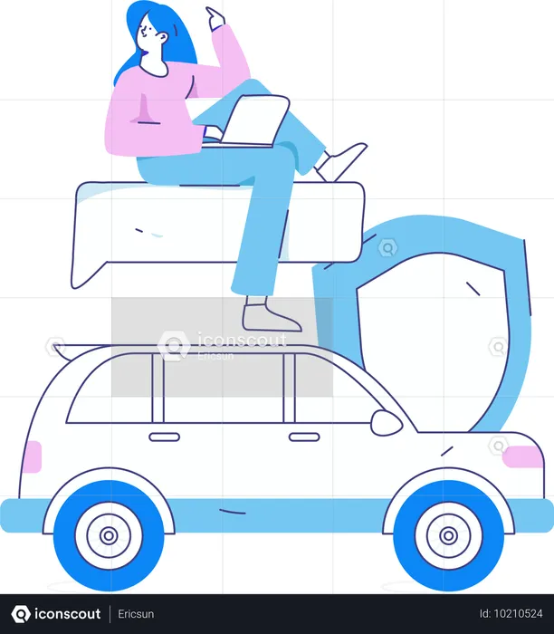 Employee secures his car  Illustration