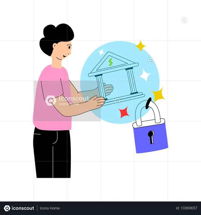 Employee Securing bank Account  Illustration