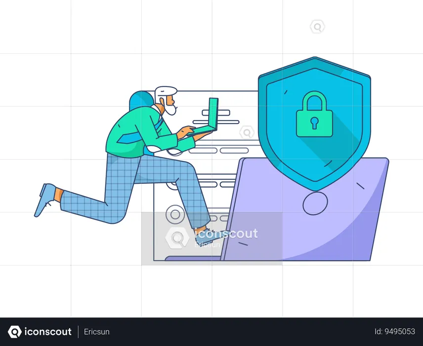 Employee securing company's messages  Illustration