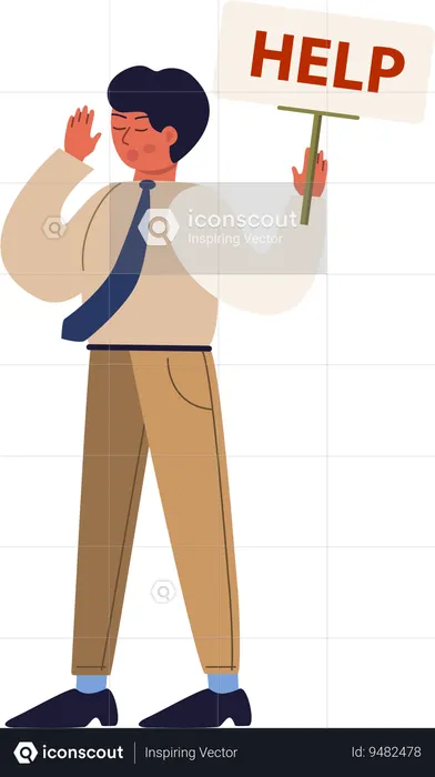 Employee seeking help after work overload  Illustration