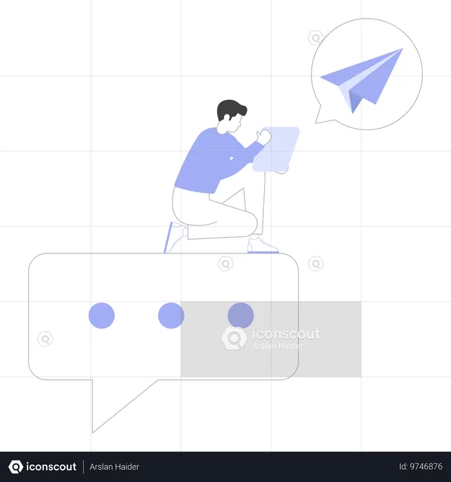 Employee sending email mails  Illustration