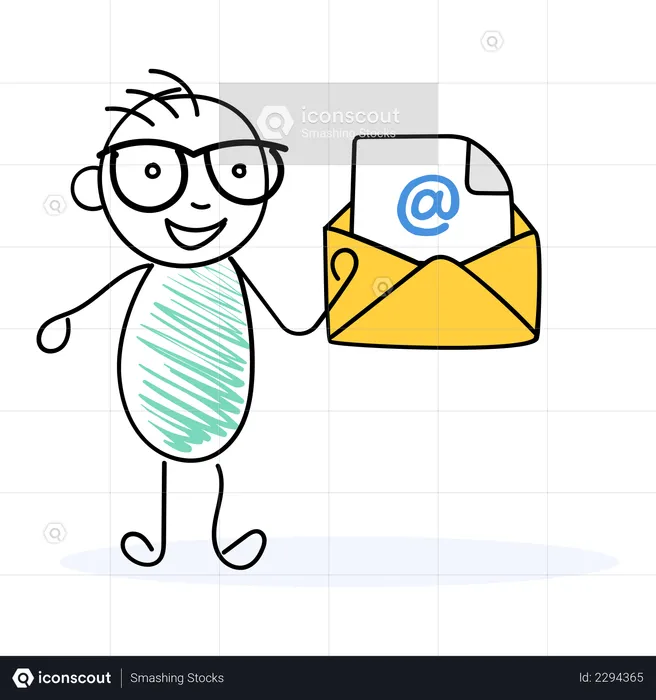 Employee sending emails  Illustration
