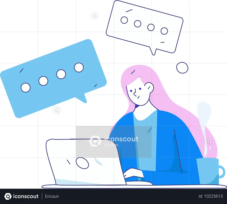 Employee sending online messages  Illustration