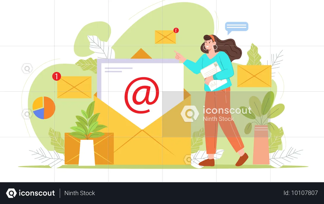 Employee sends advertisement emails to clients  Illustration