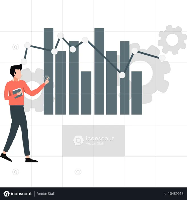 Employee setting on analytics graph  Illustration