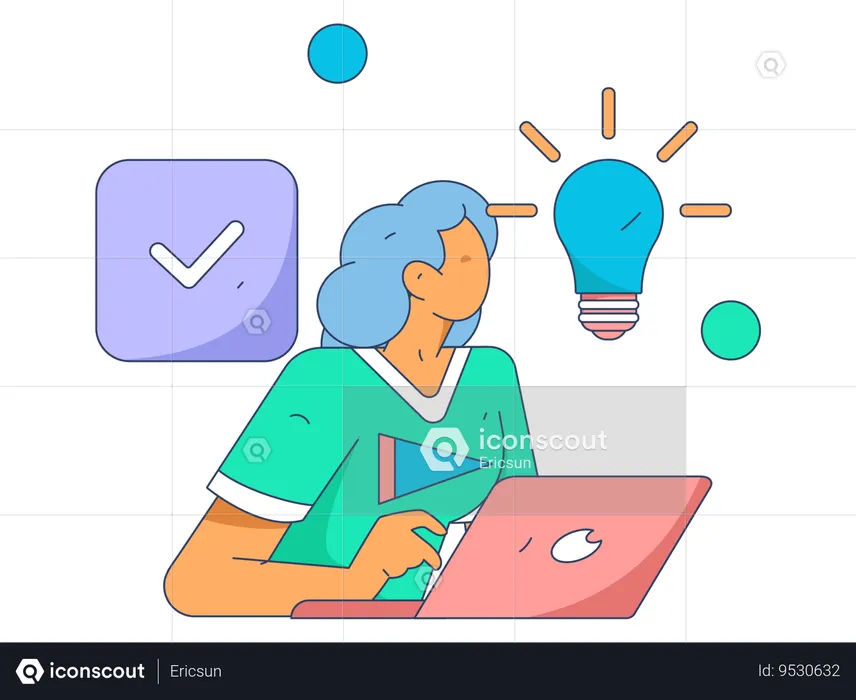 Employee sharing ideas online  Illustration