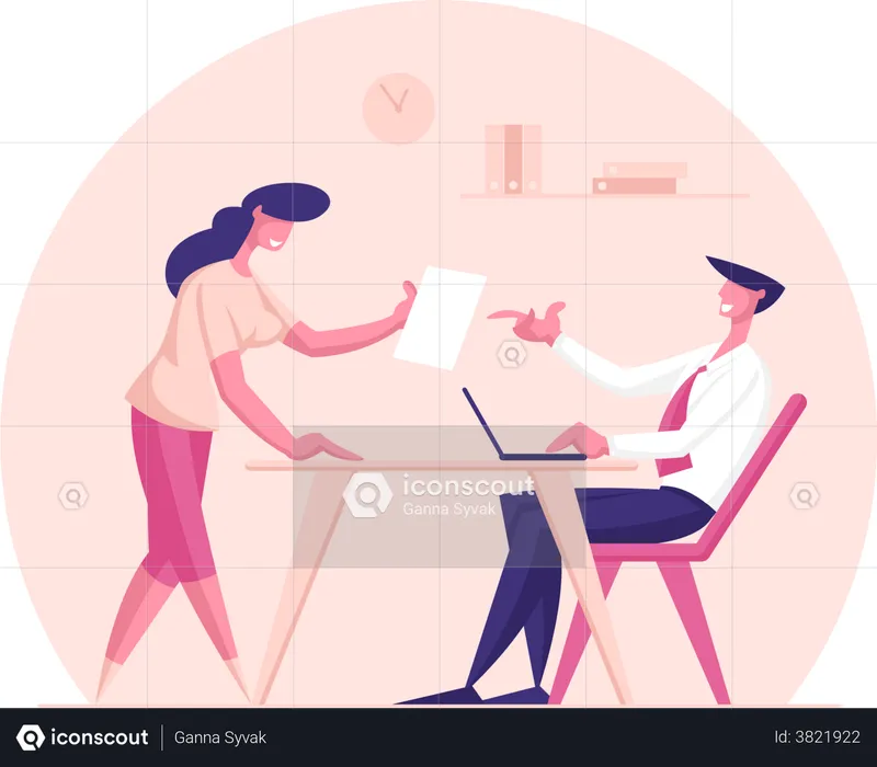 Employee sharing ideas with manager  Illustration