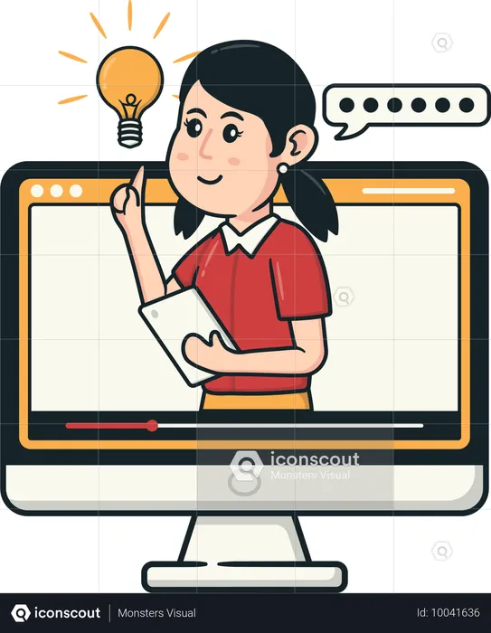 Employee sharing new ideas in online meeting  Illustration