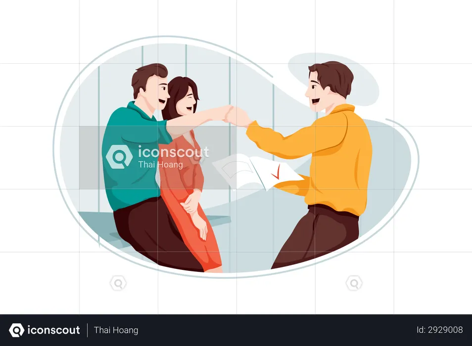 Employee Sharing news about his promotion to collogues  Illustration