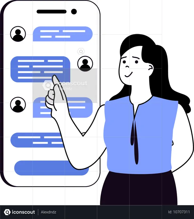 Employee showing mobile messages to company directors  Illustration