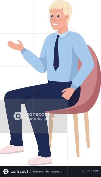 Employee sitting on chair  Illustration