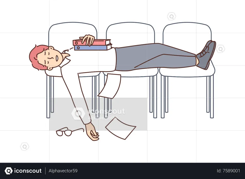 Employee sleeping at work  Illustration