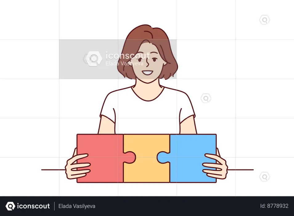 Employee solves business puzzle  Illustration