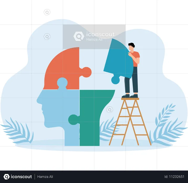 Employee solving mental issues  Illustration