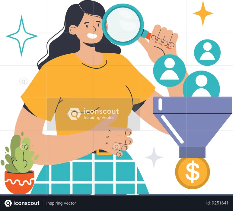 Employee sorting user funnel  Illustration