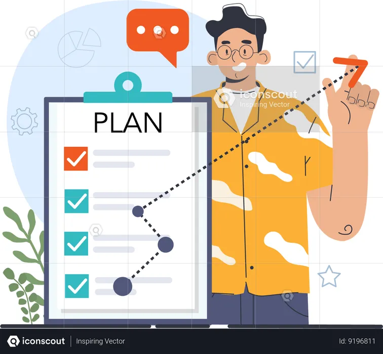 Employee targets his business plans  Illustration