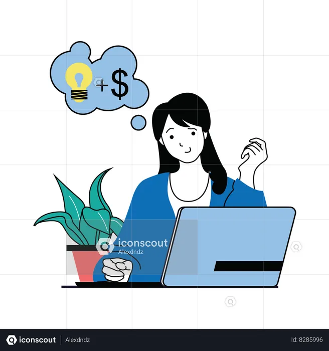 Employee thinking about money idea  Illustration