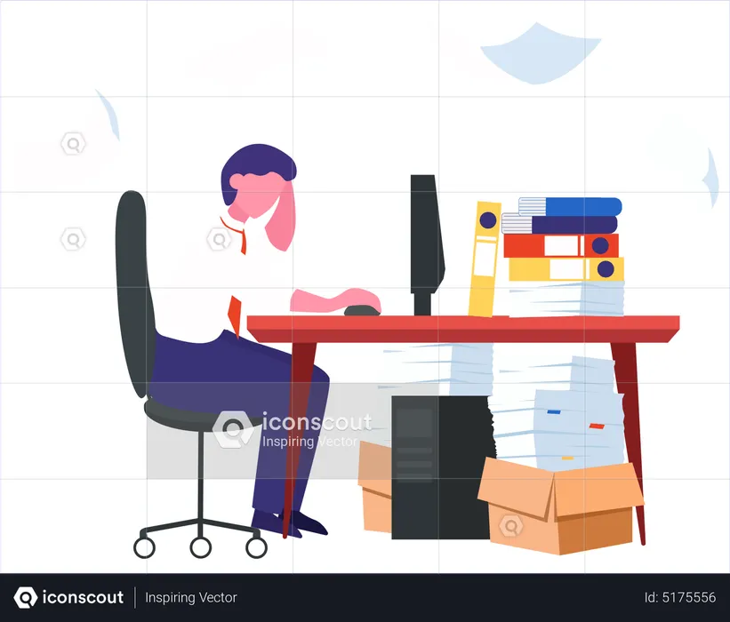 Best Employee under workload Illustration download in PNG & Vector format