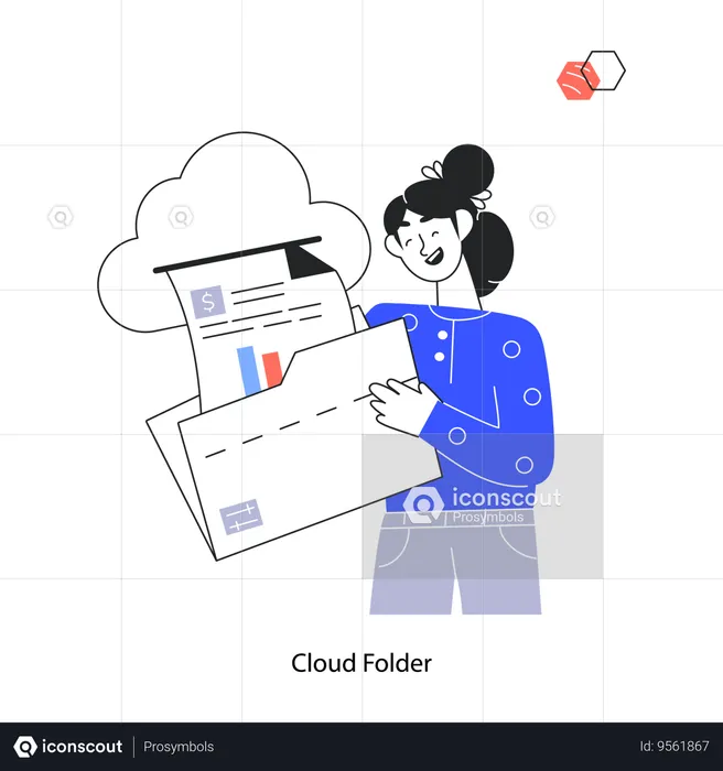 Employee Using Cloud Folder  Illustration